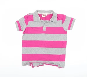 Lee Cooper Girls Pink Grey Striped Polo Shirt 13 Years - Picture 1 of 12