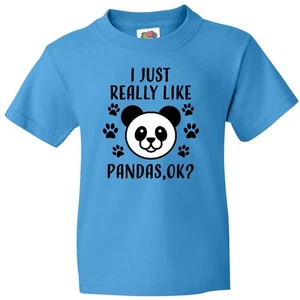 Inktastic I Just Really Like Pandas Youth T-Shirt Animals Panda Ok Cute Love Zoo - Picture 1 of 6