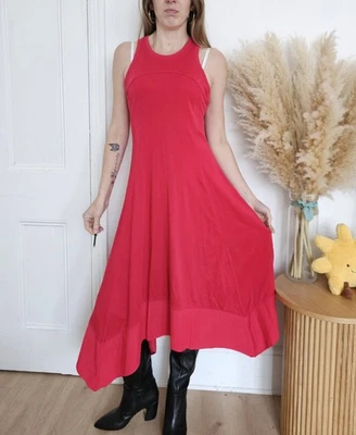 SWEATY BETTY Midi cotton dress size M uk 10 12 scarlet red - Image 1 of 4