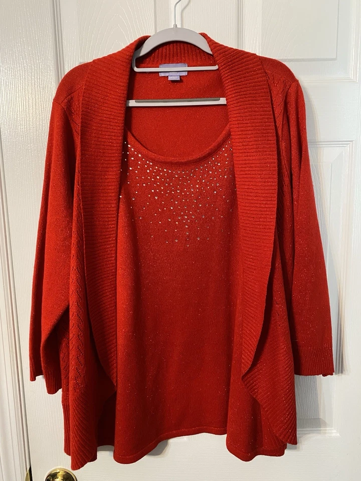 Suéter para mujer LAURA SCOTT talla 1X lentejuelas rojas manga larga 1 pieza suéter Foto 1 de 4
