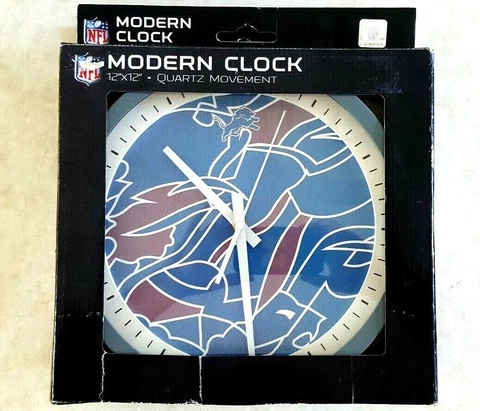 DETROIT LIONS Clock Modern Art Design 12 Inch Wall Office Den Man Cave Quartz Cover