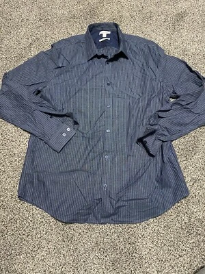 CALVIN KLEIN Infinite мужской в полоску платье рубашка синий длинным рукавом на пуговицах размер L - Изображение 1 из 4