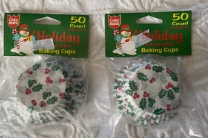 Cake Mate Christmas Holiday Cupcake Baking Cups Liners Holly Berry 50ct Lot Of 2 - Picture 1 of 2