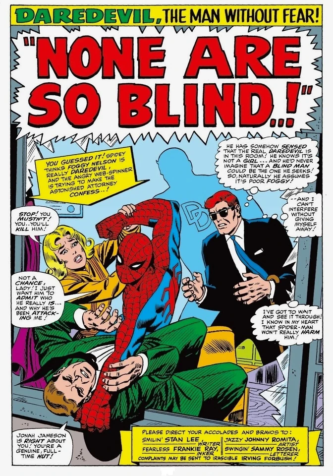 Mini lienzo de bellas artes portada de cómic de Spider-Man Daredevil the Man without Fear Foto 1 de 1