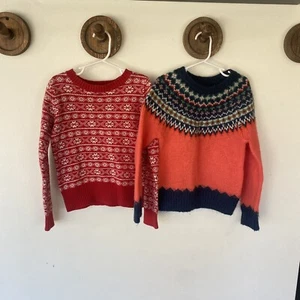 Gap Nordic Fair ale Holiday Sweater Bundle Of 2 Youth Girls Small 6/7 - Picture 1 of 9