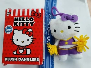 4" Hello Kitty Cheerleader Dangler Plush Adventure Series Purple Outfit Poms - Picture 1 of 10