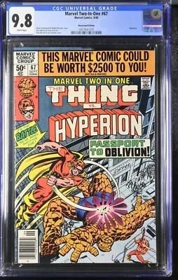 Marvel Two-In-One #67 CGC 9.8 NEWSSTAND (Marvel 1980) The Thing Hyperion app - Image 1 of 4