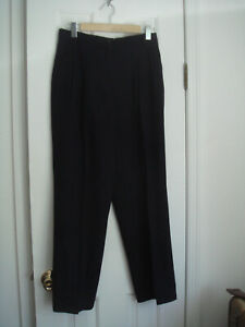 DONNA MISSONI BLACK/DARK NAVY PLEATED LINED PANTS size 10