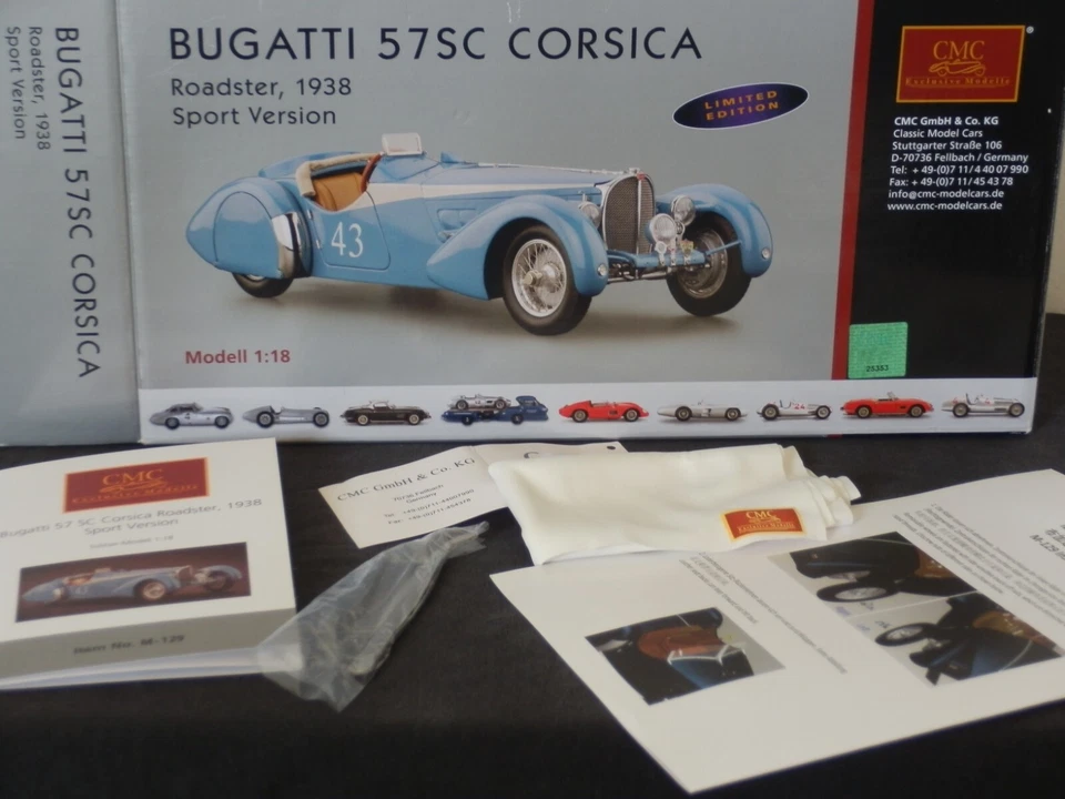 CMC M-129 Bugatti 57SC Corsica Roadster Sport Version 1938 1:18 - Immagine 1 di 4