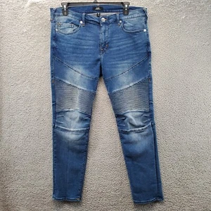 True Religion Men's Rocco Moto Stitch Size 38 Relaxed Skinny Fit Jeans Stretch - Picture 1 of 12