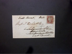 Norfolk 1850 QV 1d red four margins Envelope '762' Numeral SWAFFHAM to Tunbridge - Picture 1 of 2