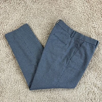 ANN TAYLOR Blue Silver Metallic Houndstooth Pleated Dress Pants Womens 4 Lined - Image 1 of 4