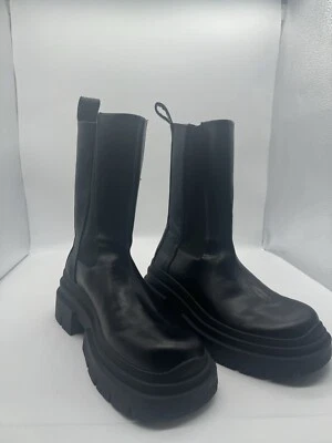 Women Classic Chelsea Boots Chunky Platform Lug Sole Pull On Mid Calf Boots 9.5 - Image 1 of 4