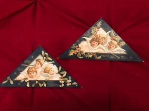 PR FEINE ANTIKE VIKTORIANISCHE DREIECK WEIHNACHTSKARTEN 1886 - Bild 1 von 4