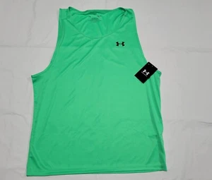 Under Armour Mens Velocity Sleeveless Green Tank Heat Gear Loose 1383408-299 - Picture 1 of 9