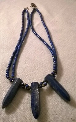 Collana di LAPISLAZZULI Blu notte con Esclusiva Pirite Dorata e Argento 925 - Immagine 1 di 4