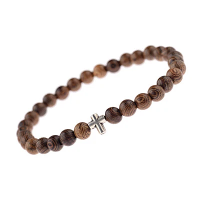 Fashion Agate Essential Oil Diffuser Bracelet Religious Cross Elastic Bracelets - Image 1 of 4