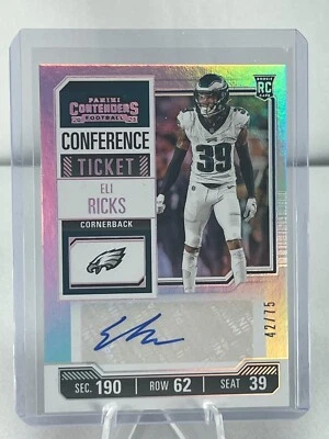 2023 Panini Contenders Eli Ricks Rookie Conference Ticket Auto /75 - Image 1 of 2