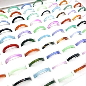 Großhandel 100stk. Damen Ringe 3mm natürliche Achat Stein Retro Schmuck - Bild 1 von 7