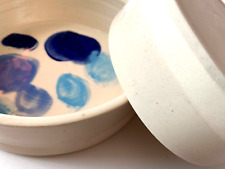 Hundenapf Fressnapf Handarbeit Water Bowl Multicolor blau Tupfen S ca. 14x5cm