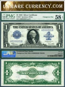 1923 $1 Silver Certificates "Change Over Pair" FR-237 FR-238 PMG Graded - Picture 1 of 3