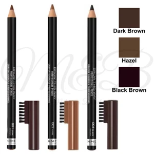 RIMMEL London Eyebrow Pencil with Brush Comb *DARK BROWN / HAZEL / BLACK BROWN* - Picture 1 of 9