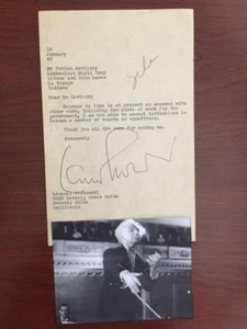 LEOPOLD STOKOWSKI TYPED LETTER SIGNED TO FABIEN SEVITZKY, 1943 - Picture 1 of 1