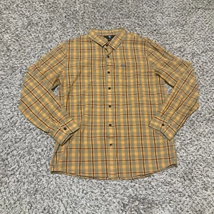 Volcom Mens Shirt Size Large Yellow Plaid Button Up Long Sleeve - Picture 1 of 5