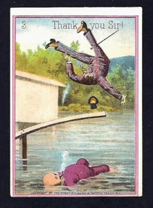 Tarjeta comercial victoriana de la década de 1880 Great Atantic Tea Co. #3 humor, agua del hombre - Imagen 1 de 2