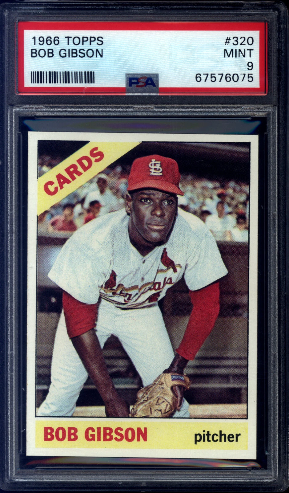 1966 Topps #320 Bob Gibson (HOF) PSA 9 Baseball Card
