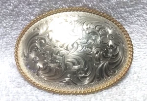 Montana Silversmiths Silver Flower Filigree Western Oval Belt Buckle Custom Nice - Picture 1 of 11