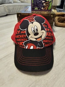 Mickey Mouse Toddler Infant Disney Red Black Ball Cap Hat Adjustable - Picture 1 of 5