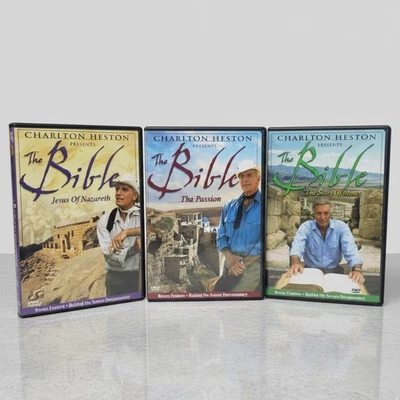 Charlton Heston Presents The Bible Jesus Of Nazareth The Passion Moses DVD Lot - Image 1 of 4