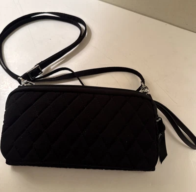 Vera Bradley Black Quilted Crossbody Wallet With Changeable Wristlet Strap - Image 1 of 4
