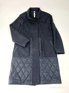 Lululemon Roam Far Wool Coat Heathered Black Womens 8 Mid Length Long Jacket - Picture 1 of 8