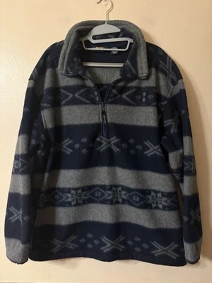 Eddie Bauer EbTek 1/4 Cremallera Vellón Estampado Azteca Gris/Azul Para Hombre Talla M De Colección Años 90 Foto 1 de 4
