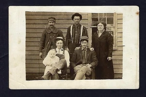 Early 1900's RPPC Postcard, Family Photo, Men Smoking Pipe - Picture 1 of 2