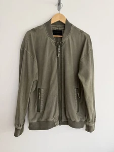 Allsaints “Blix” Linen Blend Bomber Jacket Washed Loom Green Large - Picture 1 of 14