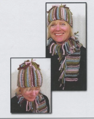 Knitwhits Knitting Pattern - Izzy Hat & Scarf - Easy Knit for Baby, Child, Adult - Image 1 of 2
