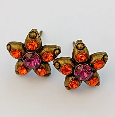 Pendientes Michal Negrin Románticos Otoño Pasador Floral Estrella Tono Dorado Boho De Colección Foto 1 de 4