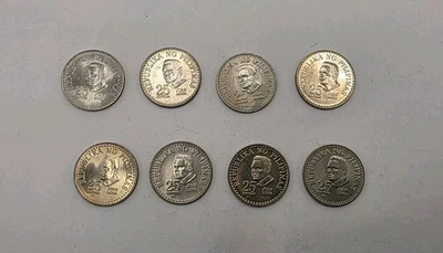 Philippines 1975-1982 25 Sentimos Ang Bagong Lipunan.Complete Year.8pcs.All UNC. - Image 1 of 3
