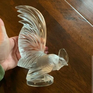 Toller Lalique Coq Nain mattierter Kristall Hahn Haube Ornament Briefbeschwerer - Bild 1 von 8