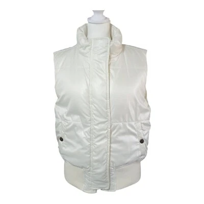 IZOD Puffer Vest Size Large Ivory Lined Polyester Full Zip - Image 1 of 4
