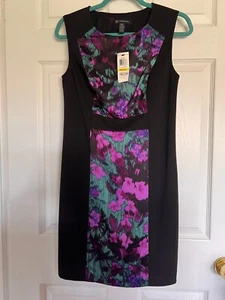 INC International Concepts Women's Sleeveless Dress Black/ Multicolor- SZ M NWT - Picture 1 of 11