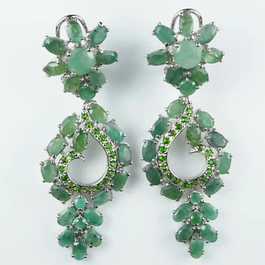 Preciosos Pendientes Araña Verde Esmeralda Plata de Ley 925 Hechos a Mano Regalos - Imagen 1 de 7