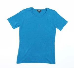 T-shirt da donna blu acrilico base papaya taglia 10 collo rotondo - Foto 1 di 12