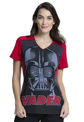 Darth Vader Cherokee Scrubs Tooniforms Star Wars V Neck Top TF745 SRVA - Image 1 of 4
