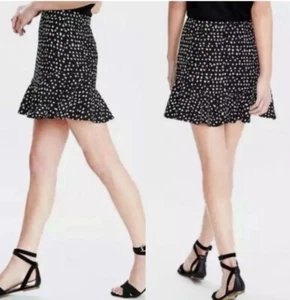 Banana Republic Damen-Minirock Größe 10 gepunktet Volant schwarz weiß Business - Bild 1 von 11