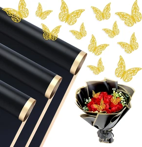 20 Sheets Flower Wrapping Paper, Waterproof Floral Bouquet Wrapping Paper with 3 - Picture 1 of 7