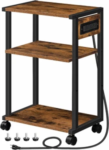Industrial Printer Stand with Charging Station, 3-Tier Printer Table, Rolling Pr - Picture 1 of 9